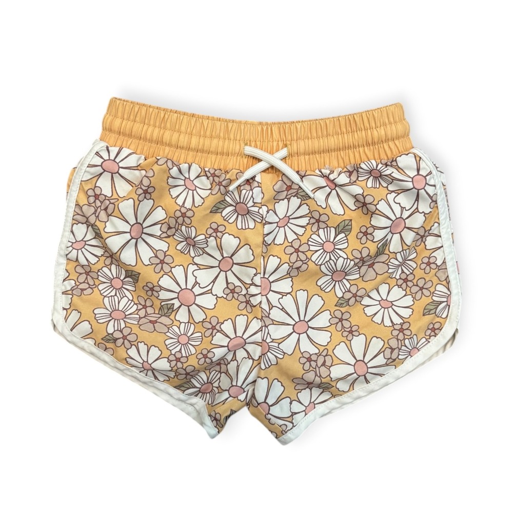 Little Co Lauren Conrad Toddler 2T Daisy Floral Swim Trunks Yellow Retro Shorts